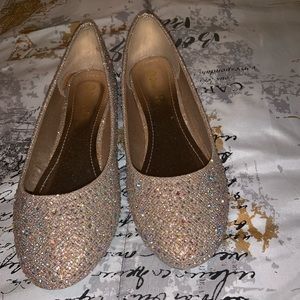 Rhinestoned Gold Flats